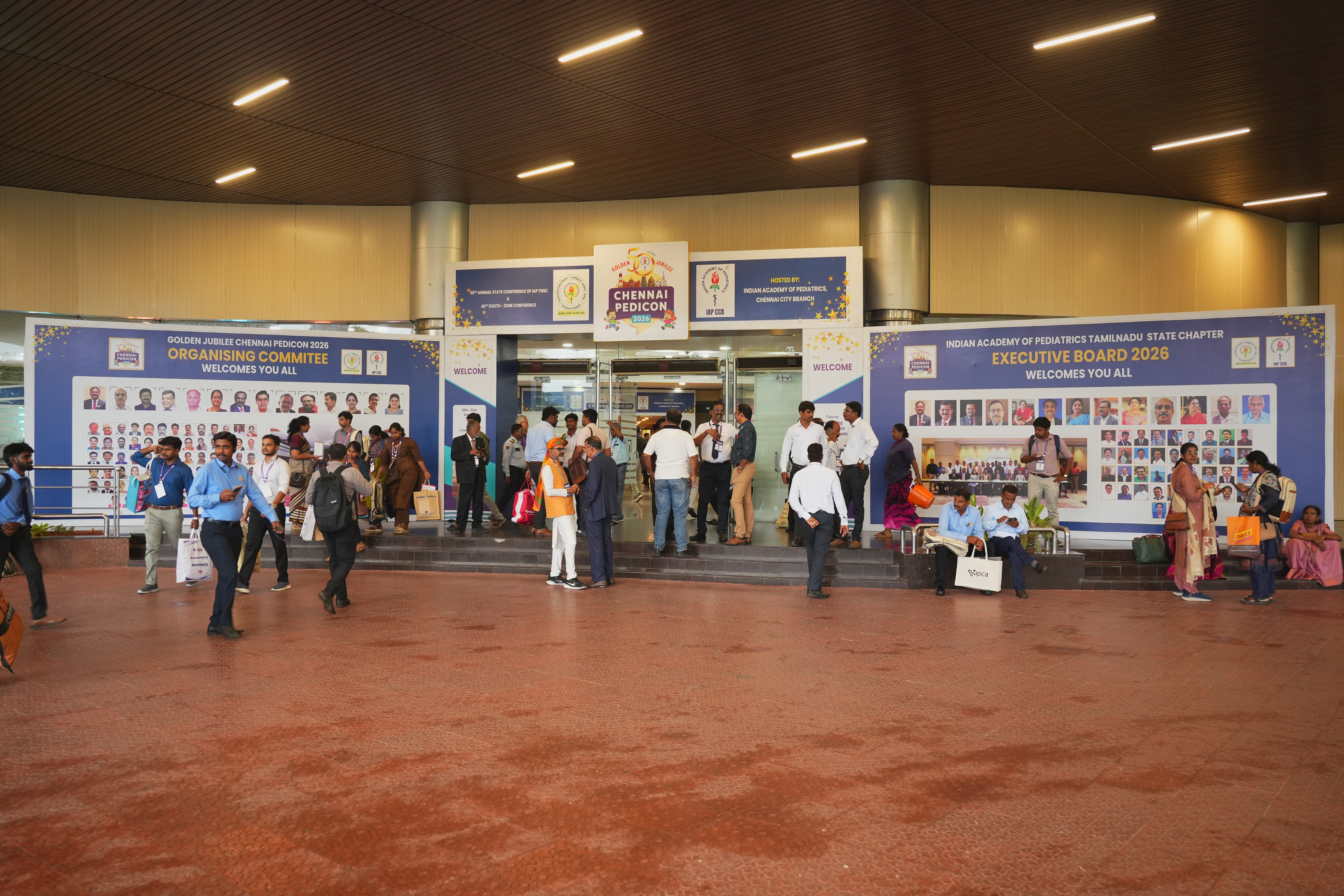 Delegate registration counters managed by the Pavithram Events hospitality team